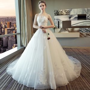 2024 new white tube top lace simple fairy style bridal tail wedding dress.