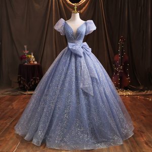 2024 new blue wedding dress, celebrity style banquet performance dress, slim and charming.