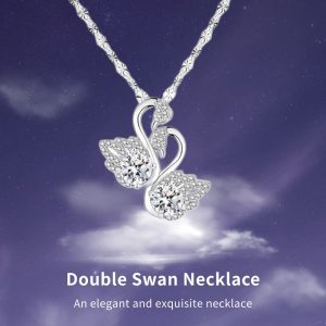White gold swan pendant necklace, charming and stylish.